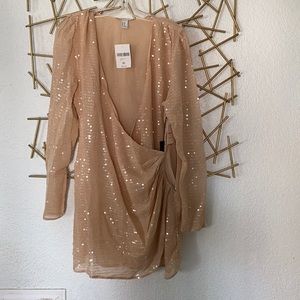NWT cream/ champagne sequin shirt dress